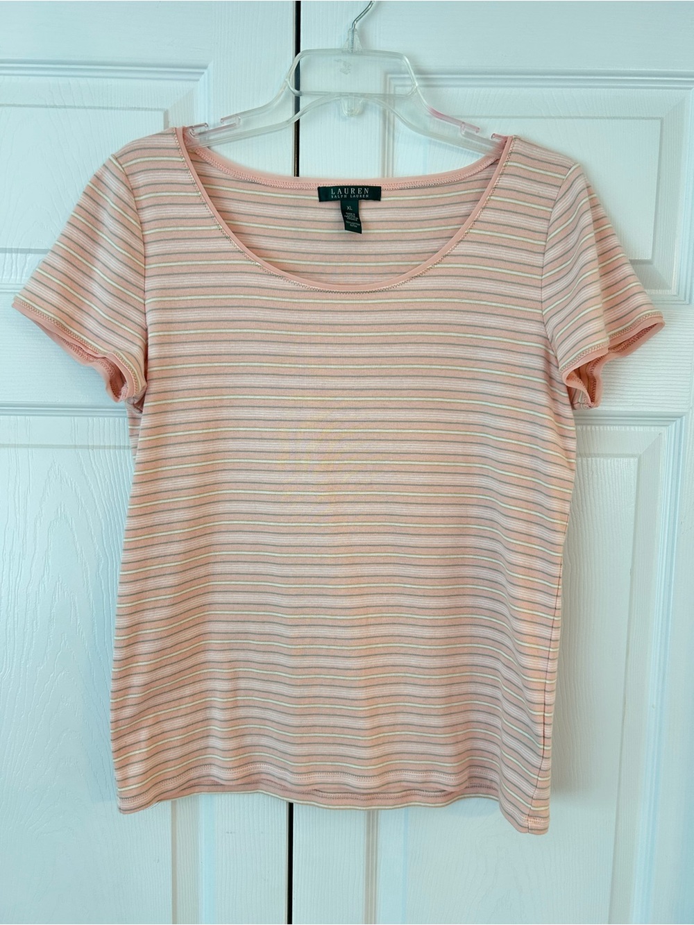 NWOT Lauren Ralph Lauren Women’s Pink Striped Cotton Tunic Blouse Shirt Size XL